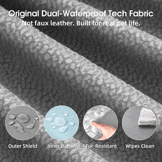 Gel Memory & High-Density Foam Orthopedic Dog Bed 44x32x7.5 Large | | Double Waterproof Cover | Machine Washable | Non-Slip Base | Fur-Resistant Tech Fabric|