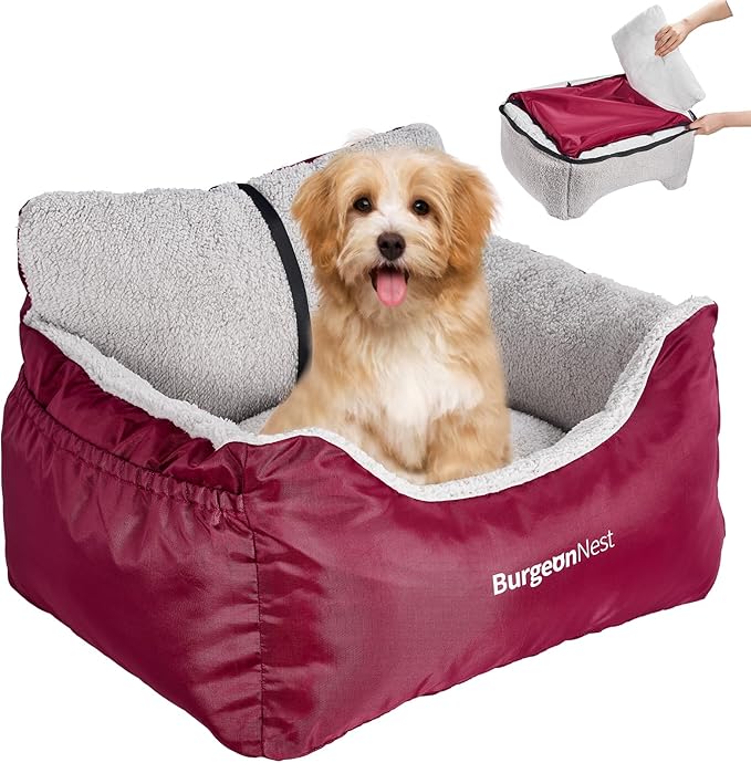 Dog Car Seat for Small Dogs & Cats Under 25 lbs, Red
