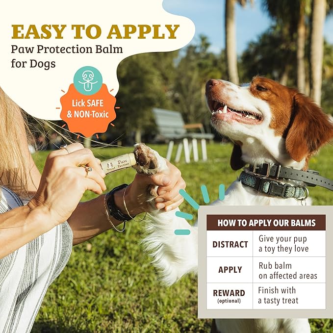 Natural Dog Company Pawtection Balm for Hot Pavement, Dry Cracked Dog Paws, and Rough Terrain - Safe, Non-Toxic, and Lick Safe - Protects Paws with Natural Ingredients, 0.15 oz Stick