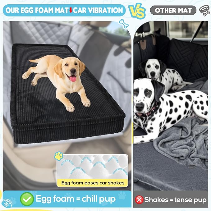 Loiion Dog Car Bed, Non-Slip Backseat Extender Pet Mat 50"x24.6"x4" | Removable, Washable Dog Bed With Waterproof Liner Protects Car Seats, Anti-Slip Travel Bed For Dogs