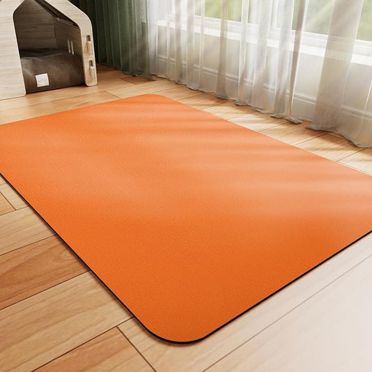HotLive Dog Food Mat - Absorbent Cat Mat for Food and Water, No Stains Pet Feeding Bowl Mat, Easy to Clean Pet Placemats, Quick Dry Dog Water Dispenser Mat for Messy Drinkers | Orange 18"x 28"