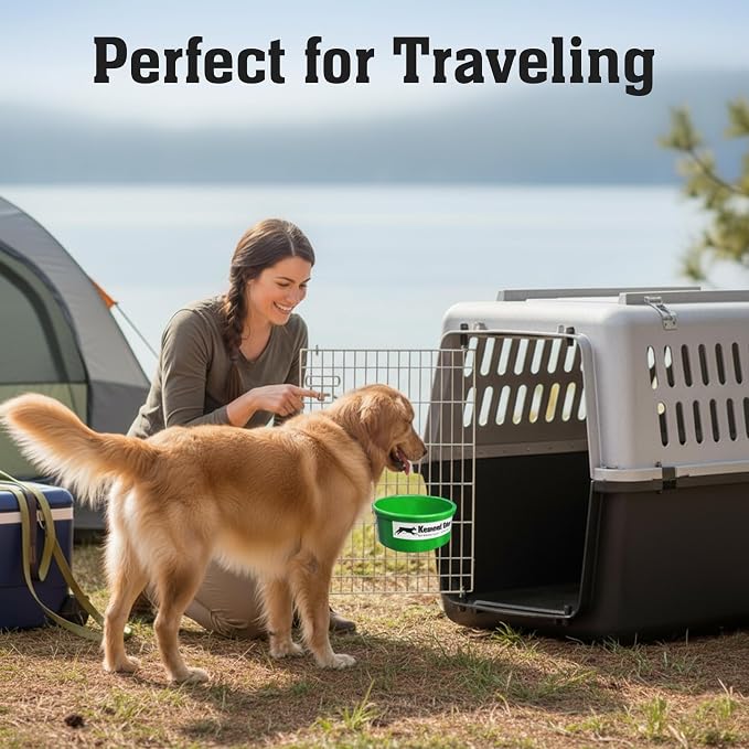 Dog Crate Water Bowl No Spill, 20oz Food-Grade Polypropylene Feeder (Green) | Secure Crate Mount with Covered Parts, Travel-Ready, Easy-To-Clean Design for Home, Crate Training and Travel