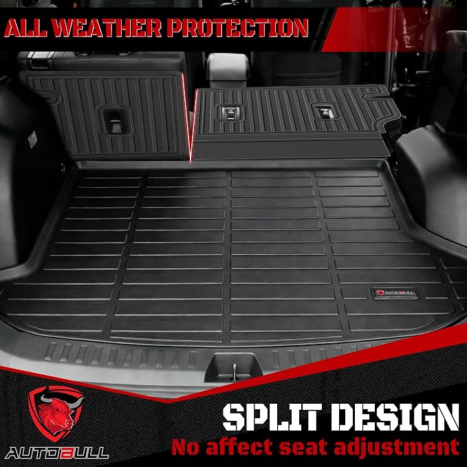 Floor Mats & Cargo Liner for 2022-2025 2026 Nissan Pathfinder 7&8 Seats (Fit Gas), Full Set All Weather Protection 1st,2nd,3rd Row Car Liners,Backrest Mat & Trunk Mat,Black
