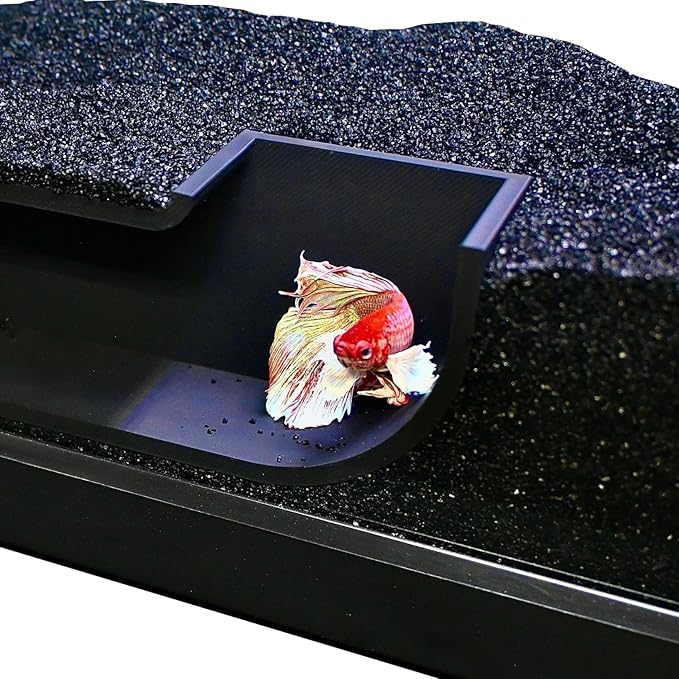 Betta Underground Tunnel Hideout Cave | Aquarium Hide For Small Fish and Shrimp | Viewing Betta Fish Rest Hammock Enrichment Toy | Betta Fish Tank Accessories Supplies Decorations Ornaments Toys Decor