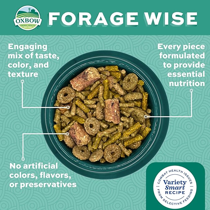 Oxbow Forage Wise Adult Rabbit Food, Engaging Variety Diet with Complete Nutrition in Every Piece, Timothy Hay Based Rabbit Food with Variety, Supports Digestion & Dental Health, Made in USA, 4 lb Bag