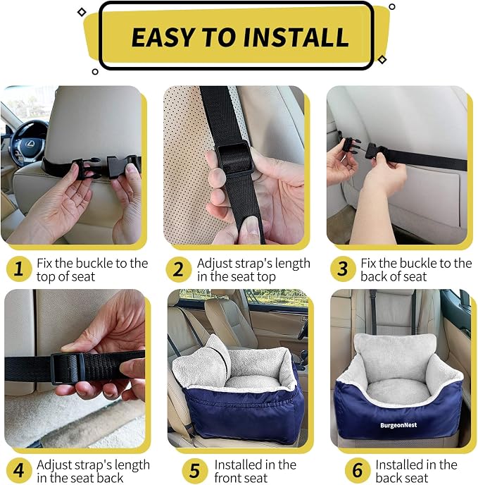 Dog Car Seat for Small Dogs & Cats Under 25 lbs, Blue