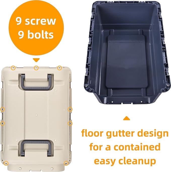Elevon Plastic Kennels Pet Carrier Rolling Plastic Airline Approved Wire Door Travel Dog Crate, Large (30.7" L x 21.3" W x 22.8" H)