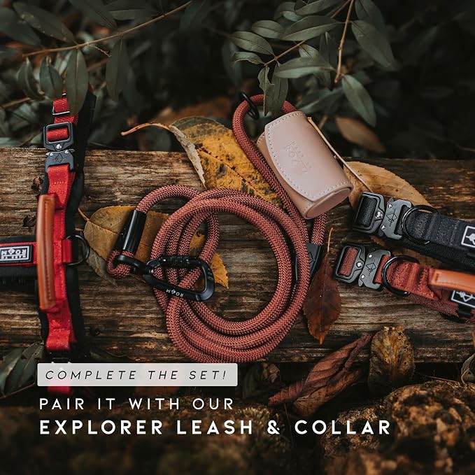 MADE TO ROAM Premium Explorer Harness - Y-Shaped Dog Harness with Adjustable Durable Nylon, Soft Padding, Metal Buckles and Leather Handle for Small, Medium, Large Dogs (Carolina Blooms, Size 6)