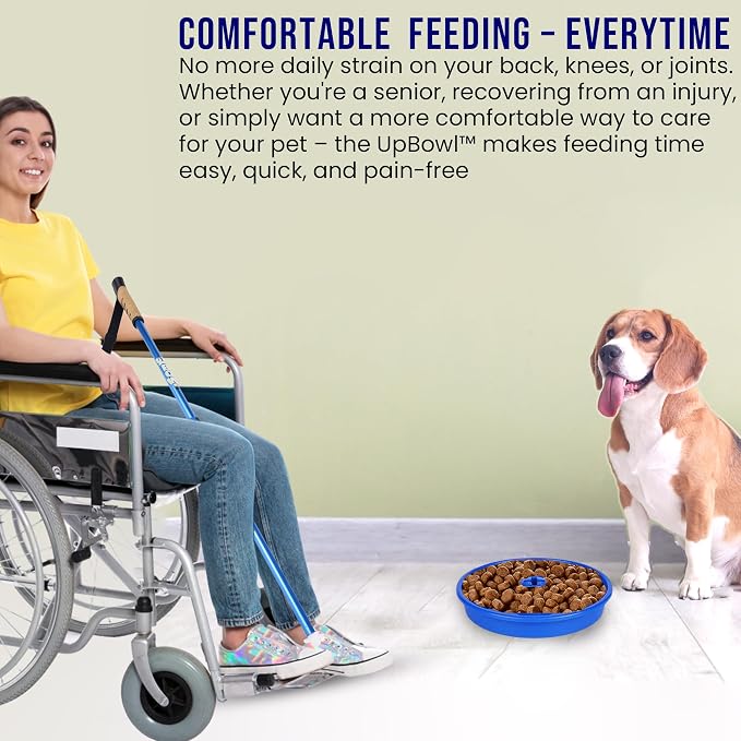 UpBowl™ No Bend Pet Bowl Kit – Pole & 2 Bowls | Easy Lift, Fill & Place Dog or Cat Bowls Without Bending