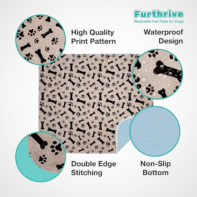 Furthrive Washable Pee Pads for Dogs with Pheromone Attraction, Reusable | Reusable Puppy Pads, Waterproof Non-Slip Training Pad 31.25 x 27.25 in, Pet-Friendly for Crates, Apartments (One Unit)