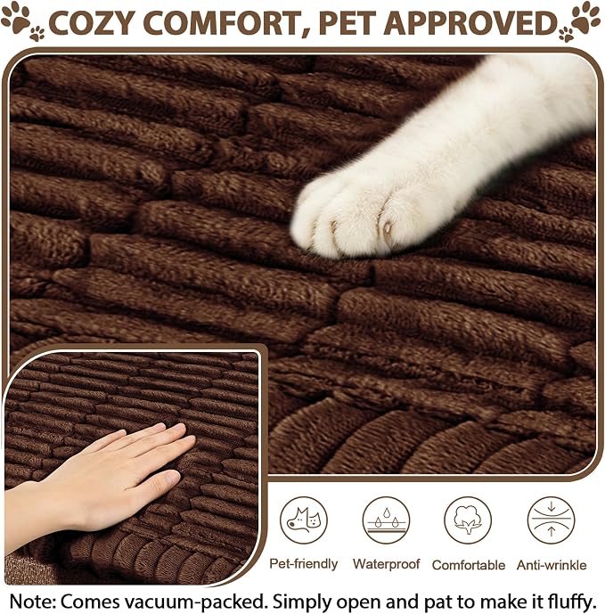 FUANGUI Waterproof Couch Cover Sofa Cover for Dogs and Pets Sofa Protector | Non-Slip Washable Fuzzy Soft Cat Bed Sofa Slipcover for 2-3 Cushion Couch Sofa Pet Friendly, Camel, 27.6" x 59.1", 1 pcs