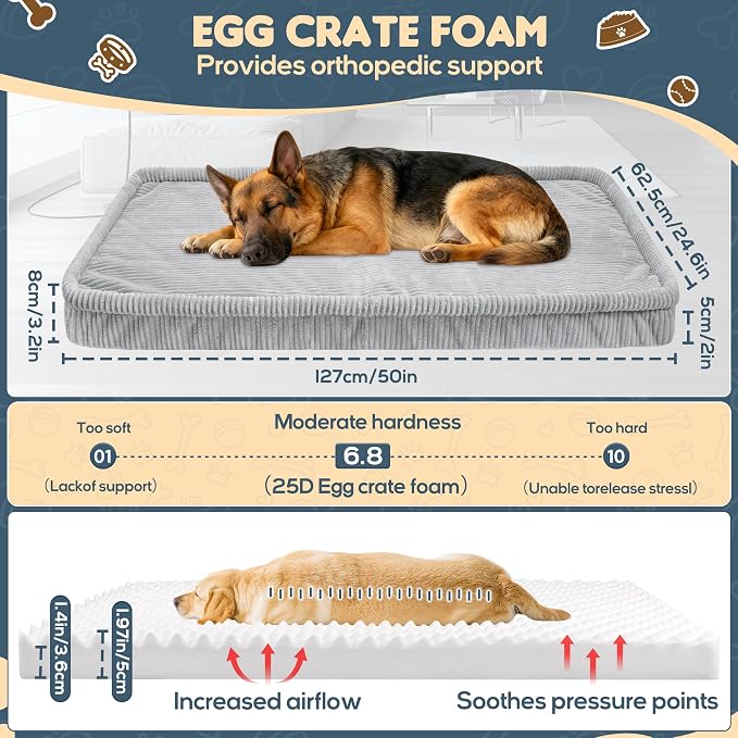 Loiion Dog Car Bed, Non-Slip Backseat Extender Pet Mat 50"x24.6"x2" | Removable, Washable Dog Bed With Waterproof Liner Protects Car Seats, Anti-Slip Travel Bed For Dogs