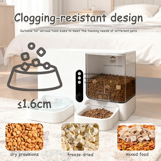 Automatic Pet Feeder and Water Dispenser 2-in-1 Set with WiFi, Proximity Sensor, Easy APP Operation, Real-time Video Monitoring for Cats and Dogs