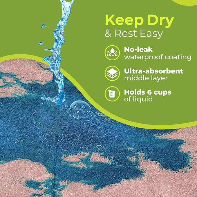PeapodMats Bedwetting Waterproof Bed Mat, Reusable 3x5 Peach/Pink | Washable reusable bed mat for bedwetting, incontinence, kids, adults, pets, and mattress protection.