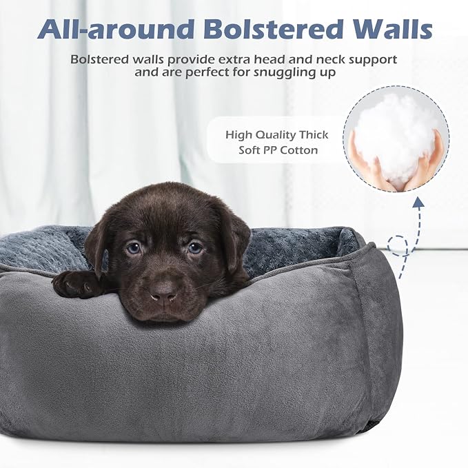 X-Large Dog Bed for Large, Medium, Small Dogs - Rectangle, Washable, Orthopedic, Soft Calming Sleeping Puppy Bed - Durable Pet Cuddler with Anti-Slip Bottom - XL (35"x25"x10")