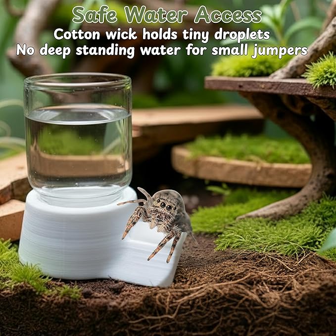 Jumping Spider Water Dispenser Enclosure Accessories, Mini Water Dispenser and Mist Bottle with 10 Replace Cotton Cores, Jumping Spider Habitat Decoration Tarantula Enclosure Accessories (White, 5 ML)