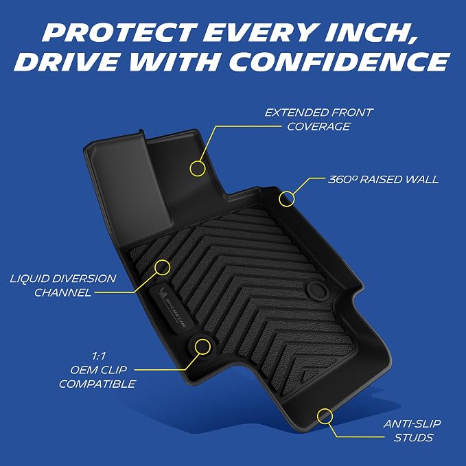 Michelin Vehicle Mats, Premier Series All-Weather TPE Custom Fit Liner for Toyota RAV4 Gas 2019-2025 Floor Mats B (3 Piece)
