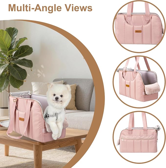 Dog Purse Carrier for Small Dogs Cats Rabbits Up to 12lbs, Lightweight Pet Sling Carriers with Crossbody Strap, Portable Puppy Soft Sided Tote Bag Carrier for Vet,Hiking,Travel Pink