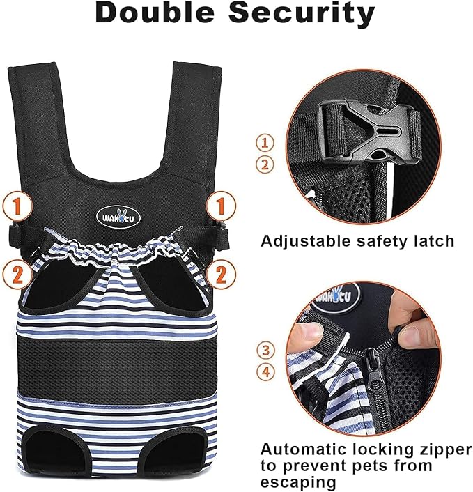 Wakytu Dog Front Carrier Backpacks for Small Dogs, Legs Out Pet Carrier Sling Backpack with Adjustable Padded Ventilated Shoulder Straps, Easy-Fit for Traveling Hiking Camping,Medium