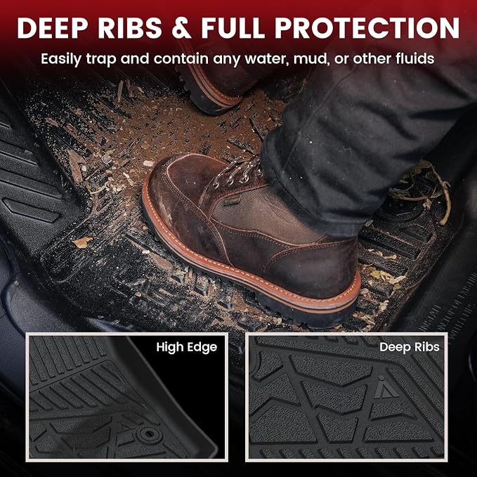 LASFIT Floor Mats for Chevrolet Chevy Equinox/GMC Terrain Car Mats 2018-2024 (Not Fit Equinox Ev), All Weather TPE Custom Fit Automotive Floor Mats for Cars, 1st and 2nd Row Car Floor Mats Full Set