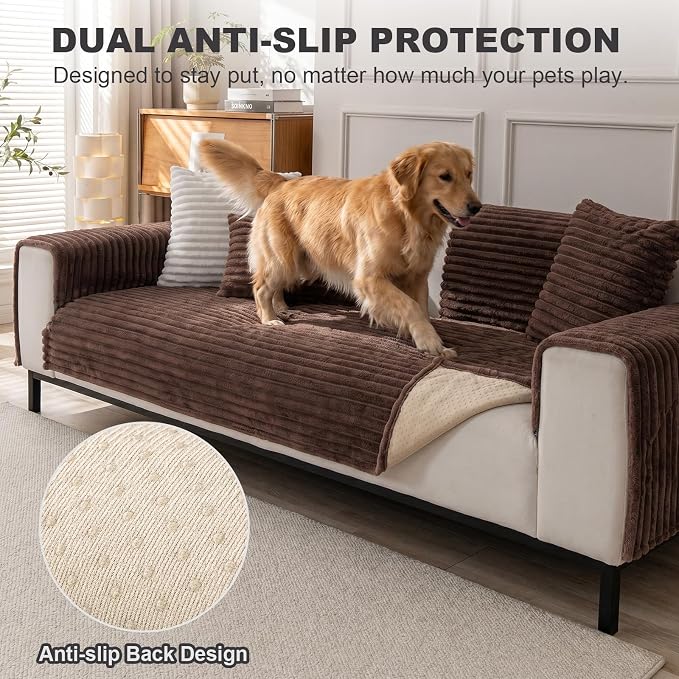 FUANGUI Waterproof Couch Cover for Dogs, Washable Pet Couch Covers for Sofa | Soft Cat Dog Bed Cover Non-Slip Couch Covers for 3 Cushion Couch Sofa Pet Friendly