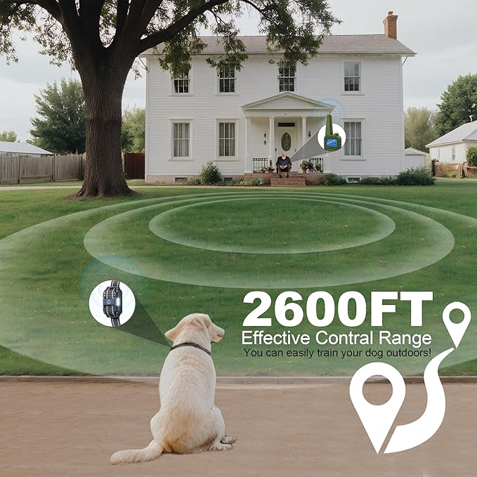 Dog Training Collar with Remote, 2600FT Range,4 Training Modes Beep, Shake, Safe Shock, LED Light,Rechargeable IPX7 Waterproof for All Breeds Sizes, withThree Receiver Collars for 3 Dogs