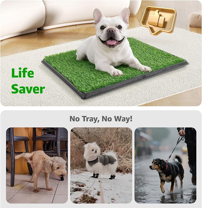 Large Dog Grass Pad with Tray 45"x29", for Indoor Outdoor Potty Training | Dog Litter Box, Easy to Clean, Pet Loo, Artificial Grass Patch, Washable Pee Pad, Ideal for Patio Balcony Apartment
