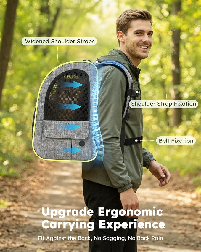 pecute Cat Backpack Expandable, Cat Carrier Backpack with Breathable Window | Durable Oxford Cloth, Lockable Zipper,Use for Pet Under 11 lbs to Travel