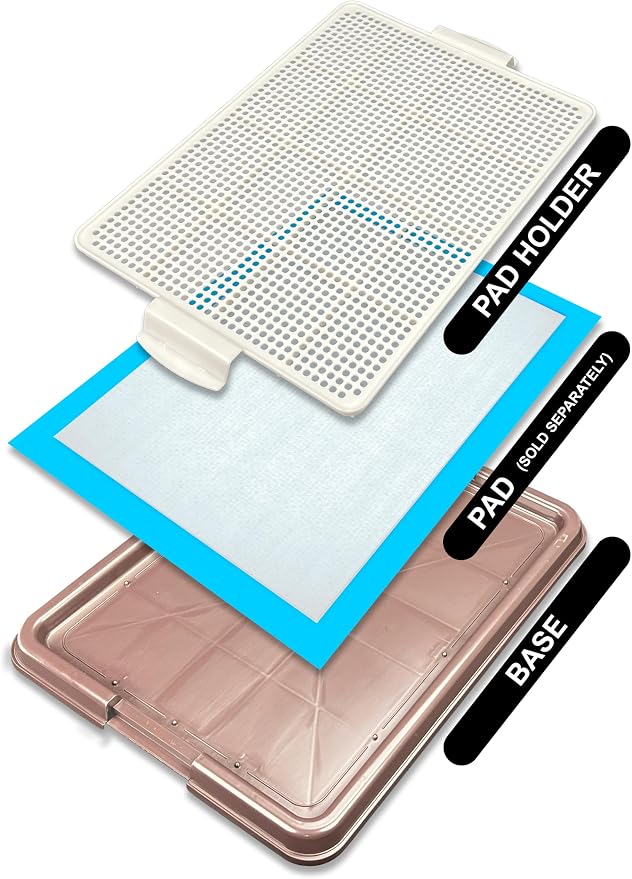 Dog Pee Pad Holder Tray, Puppy Potty Training, 22.5"x16.5", PP Plastic, Snap Lock, 4 Colors (Brown)