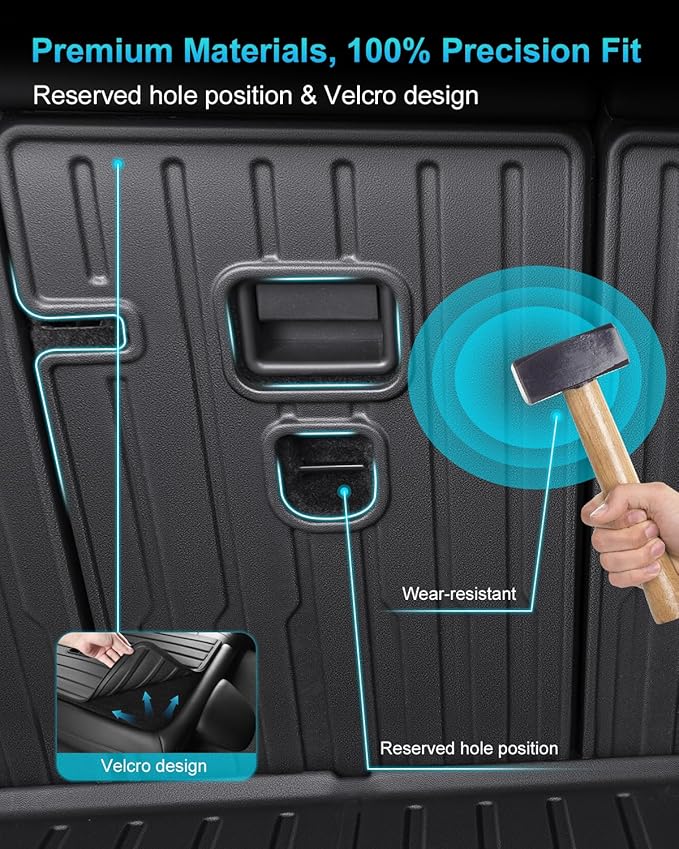 Cargo Mat Compatible with Tesla Model Y Juniper 2025-2026 5 Seat, Heavy-Duty TPE Trunk Liner Rear Seat Back Protector Model Y Accessories Custom Fit Trunk Mat- 6PCS