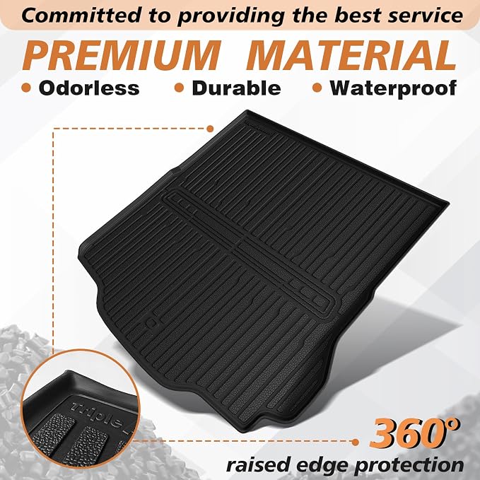 TripleAliners All-Weather Mats Compatible with 2026 2025 2024 Dodge Charger EV Accessories Floor Liners Trunk Cover Custom Fit TPE Heavy-Duty Liners (Trunk Mat)