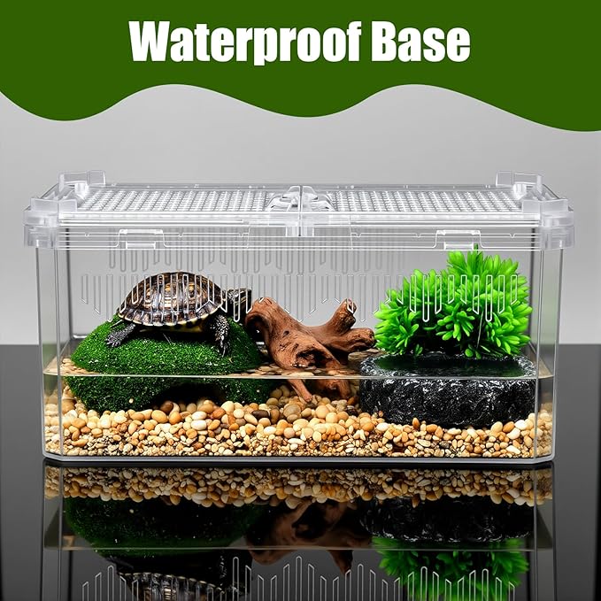 2 Pack Reptile Terrarium Tank, High-Transparency PET Enclosure with Magnetic Door - No Assembly Breathable Habitat for Tarantula, Spider, Hermit Crab, Cricket, Gecko (7.5"x5"x3.7")