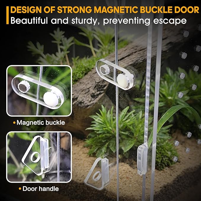 Jumping Spider Enclosure, Insect Terrarium, Bug Cage, Acrylic Terrarium for Tarantula, Snail, Praying Mantis, Frog, and Small Reptiles (7.8" x 7.8" x 13.7")