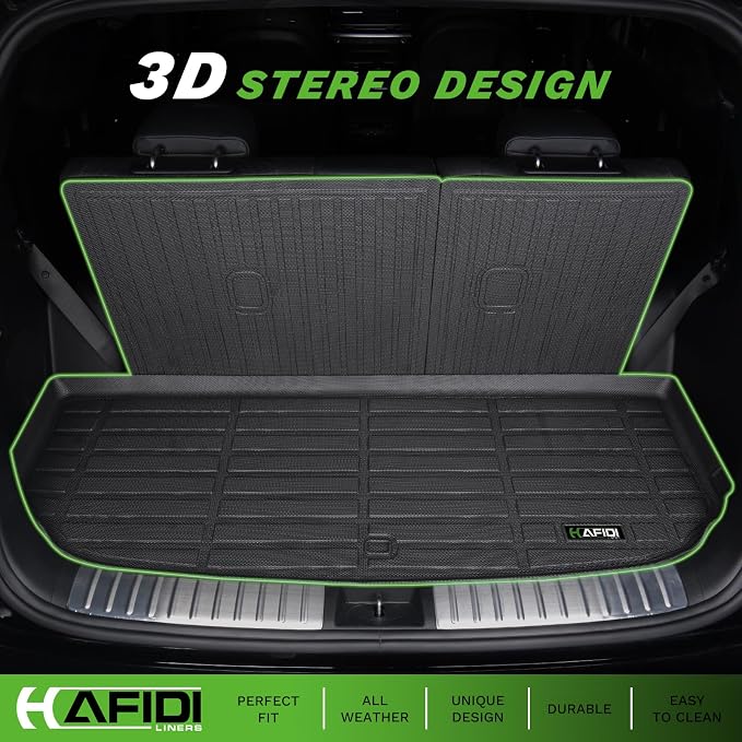 HAFIDI® Floor Mats & Cargo Liner & Seatback Cargo Set Fit for Chevrolet Chevy Tahoe & GMC Yukon 2021-2025 2026 (Not fit XL) (8 Seats) All Weather TPE Car Full Set Liners Custom Accessories-Black