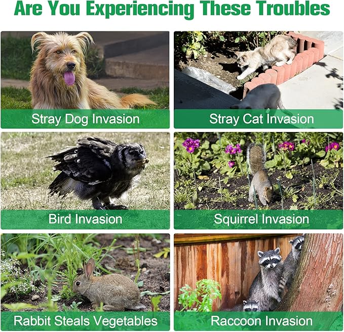Ultrasonic Animal Repeller Outdoor,Cat Repellent Outdoor,Deer Repellent Devices with Motion Sensor & Flashing Light,Solar Powered Ultrasonic Dog Repeller for Repelling Cats,Deer,Squirrels,Raccoons