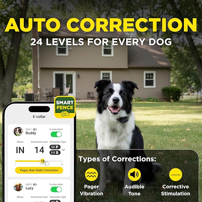 Dogtra SMART Fence Wireless Electric Dog Fence System - No Subscription, 2-Tier Alarm & App Alerts, No-Dig Up to 3/4 Acre, Tone/Vibration/Static, IPX9K Waterproof, Safe Portable Freedom Pets 35 lbs+
