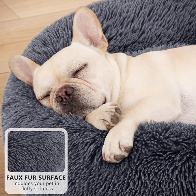 MIXJOY Orthopedic Dog Bed Comfortable Donut Cuddler Round Pet Beds Ultra Soft Washable Dog and Cat Cushion Bed (30'', Dark Gray)