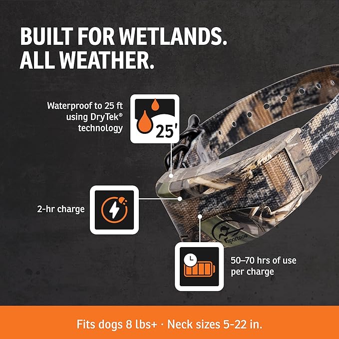 SportDOG Brand WetlandHunter 425X Camouflage Dog Static Collar with Remote and Add-A-Dog Collar - 500 Yard Range Remote Trainer - Rechargeable Dog Training Collar with Static, Vibrate, and Tone