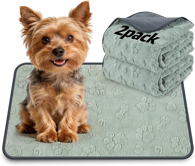 LOOBANI Washable Puppy Pads, 18"x24" Reusable Pee Pads, 2-Pack | Super Absorbent, Waterproof, Leakproof, Non Slip, For Potty Training, Crates, Floors, Couches, Travel