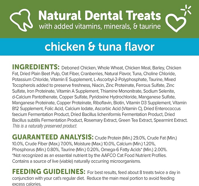 Wellness WHIMZEES Cat Dental Treats, Freshens Breath, Chicken and Tuna Flavor, 4.5 oz Bag