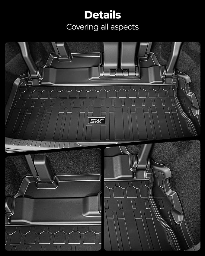 3W Cargo Mat Custom Fit for Toyota Sienna 2021-2026, TPE Trunk Mat for Sienna Car Accessories, Heavy Duty Cargo Liner (Only Fit Spare Tire)