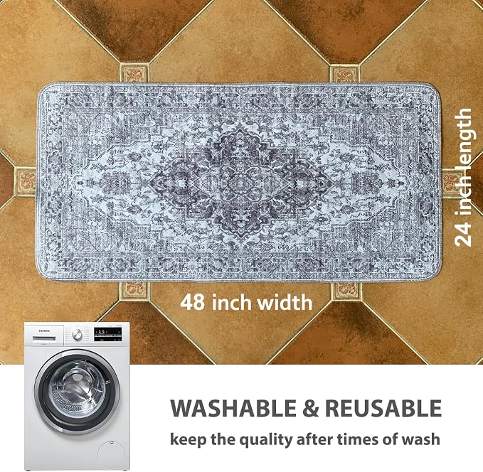 nunubaby 4PACK Washable Pee Pads for Dogs, Stylish, Non-Slip and Leak-Proof Pee Pads. Reusable Potty Pads for Dogs for Crates and Floors.(Gray/Geo,24" x48" )