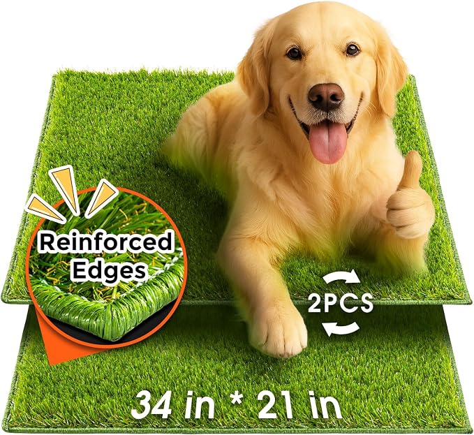 Hompet Artificial Grass for Dogs, 34"x21", Professional Dog Grass Mat, Easy to Clean with Drainage Holes, Potty Training Pad and Replacement Fake Grass Turf, Outdoor Rug Patio Lawn Decoration