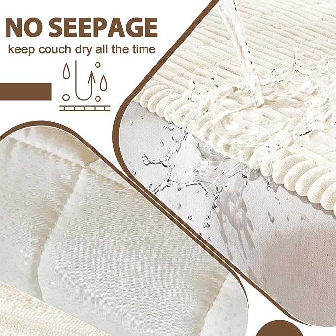 FUANGUI Waterproof Couch Cover Sofa Cover for Dogs and Pets Sofa Protector | Non-Slip Washable Fuzzy Soft Cat Bed Sofa Slipcover for 2-3 Cushion Couch Sofa Pet Friendly, Beige, 27.6" x 59.1", 1 pcs