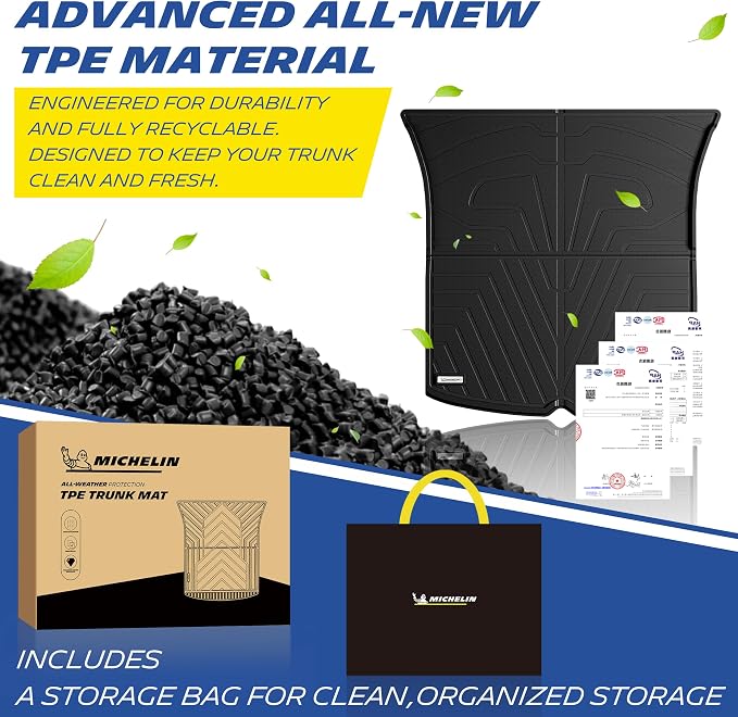 Michelin Vehicle Mat, All-Weather TPE Custom Fit Liner for Tesla Model Y 5 Seat Trunk Mats 2025-2027 (5 Piece), Elite