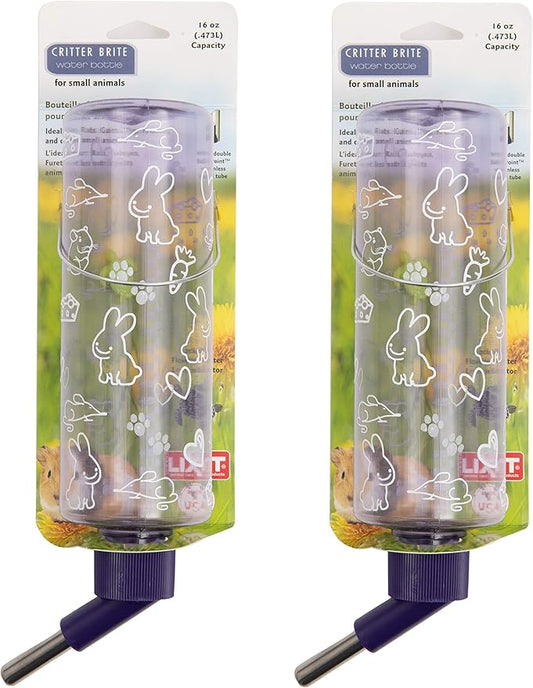 Lixit Standard Cage Water Bottles for Rabbits, Ferrets, Guinea Pigs, Hamsters, Rats, Mice and Other Small Animal's (16 Ounce, Clear Pack of 2)