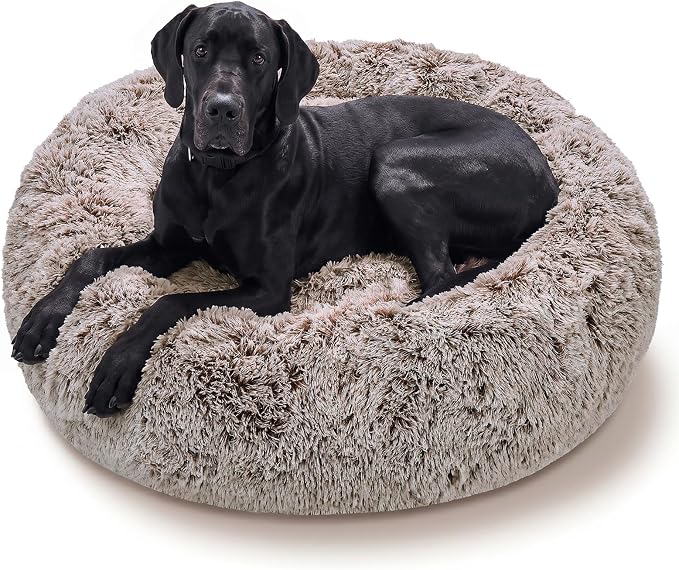 JOLLYVOGUE Dog Beds Large Sized Dog, Calming Anti-Anxiety Dog Bed, Fluffy Donut Cushion for Extra Large Pets (45")