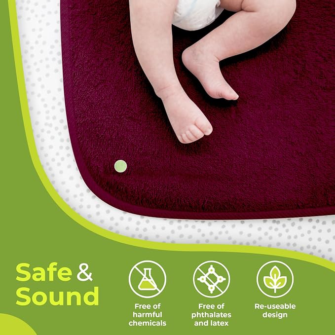 PeapodMats Bedwetting Waterproof Bed Mat, Reusable 3x5 Plum | Washable reusable bed mat for bedwetting, incontinence, kids, adults, pets, and mattress protection.