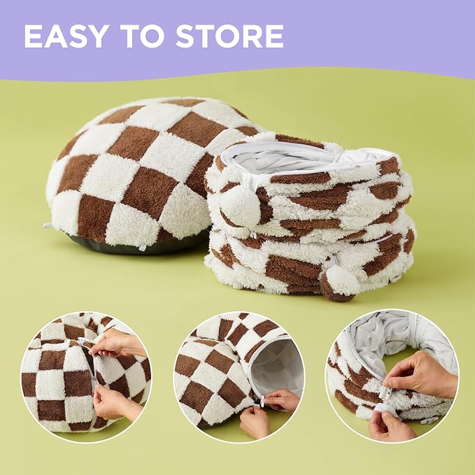 Lesure Donut Cute Jacquard Cat Tunnel Bed Kitten Toys for Puppy Bunny | 33.5x33.5x10in,Round Cat Bed Tube for Indoor Cats Rabbit Dog,Pet Peekaboo Cave Toy,Spiral Hideaway,Washable Cushion,Brown