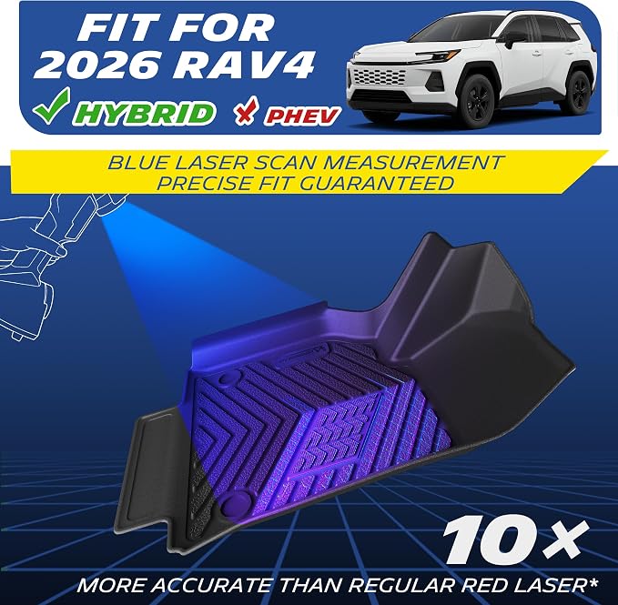 Michelin Vehicle Mats, Premier Series All-Weather TPE Custom Fit Liner for Toyota RAV4 Hybrid 2026-2027 Floor Mats (3 Piece)